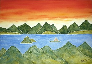 Hidden Islands Lore #1 ~ Watercolor by John Klobucher