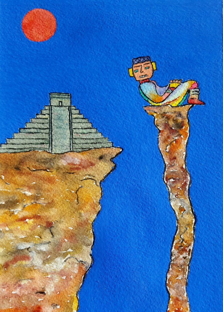 Mayan Sun Lore #1 ~ Watercolor by John Klobucher