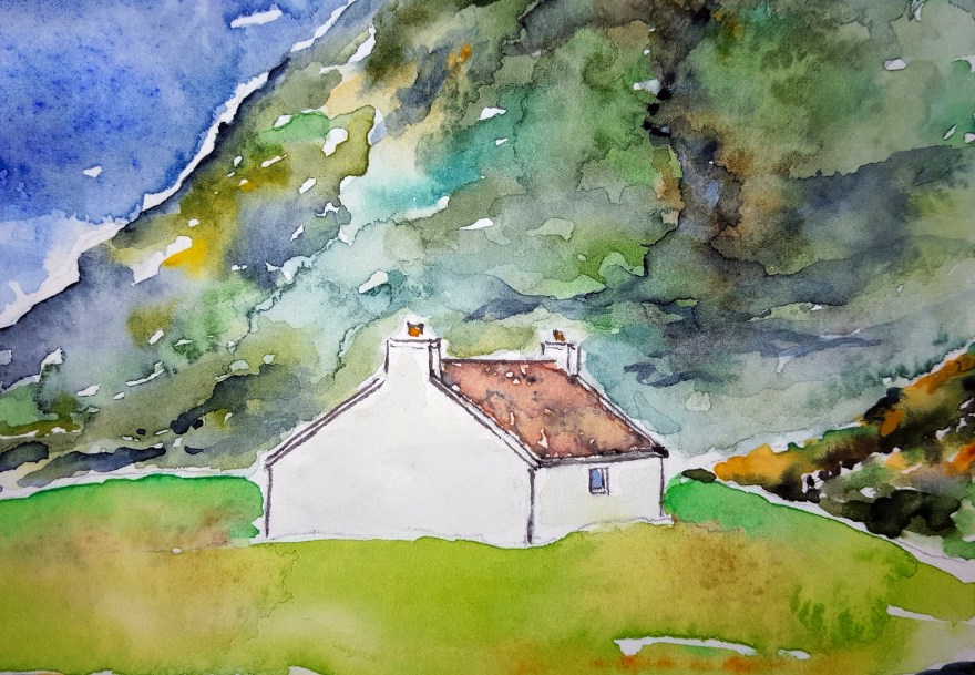 Scottish Croft Lore #1 ~ Watercolor by John Klobucher