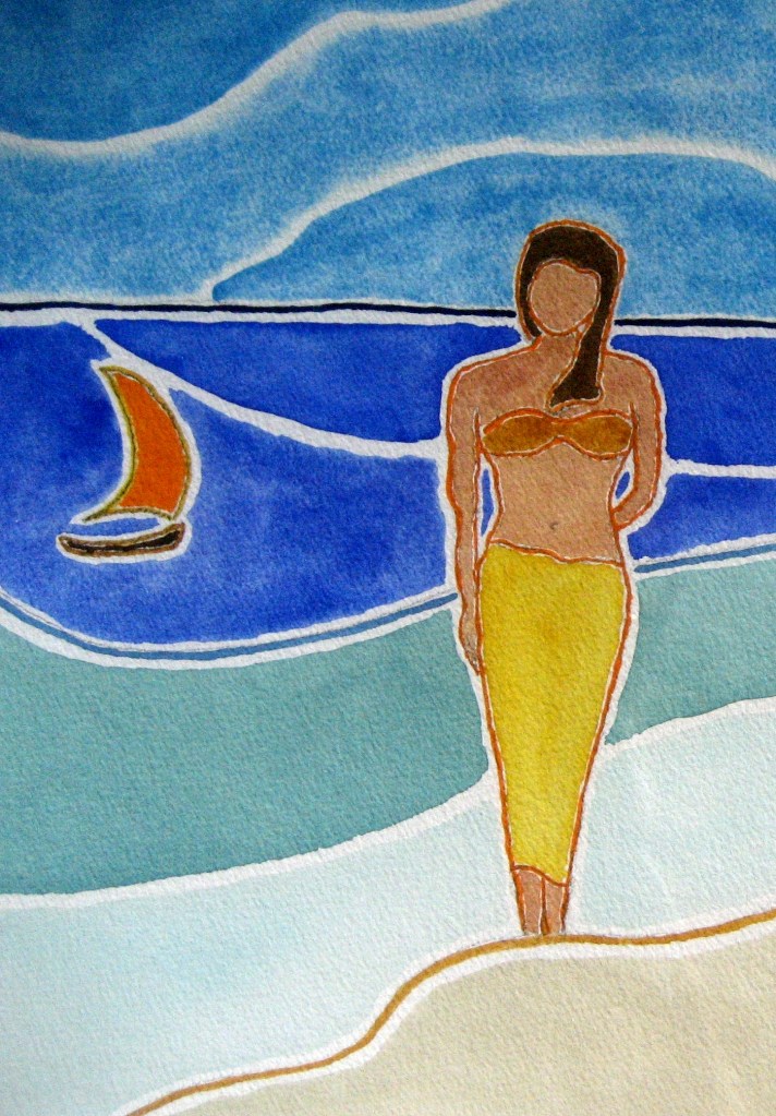 Tahitian Morning Lore #1 ~ Watercolor by John Klobucher