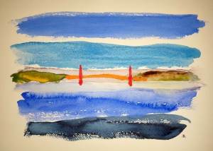 Golden Gate Morning #1 ~ Watercolor by John Klobucher