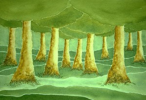 Green Grove ~ Watercolor by John Klobucher